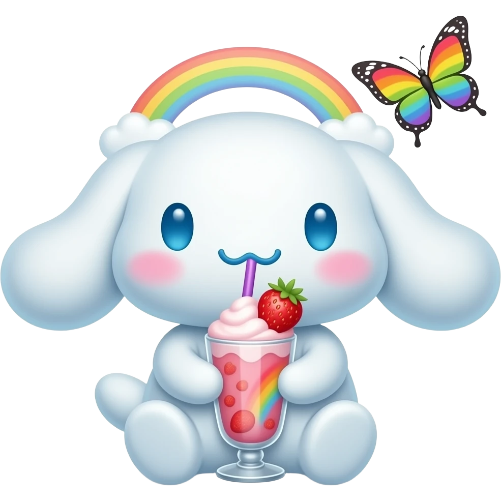 Rainbow cinnamoroll strawberry milkshake butterfly by sanrio emoji