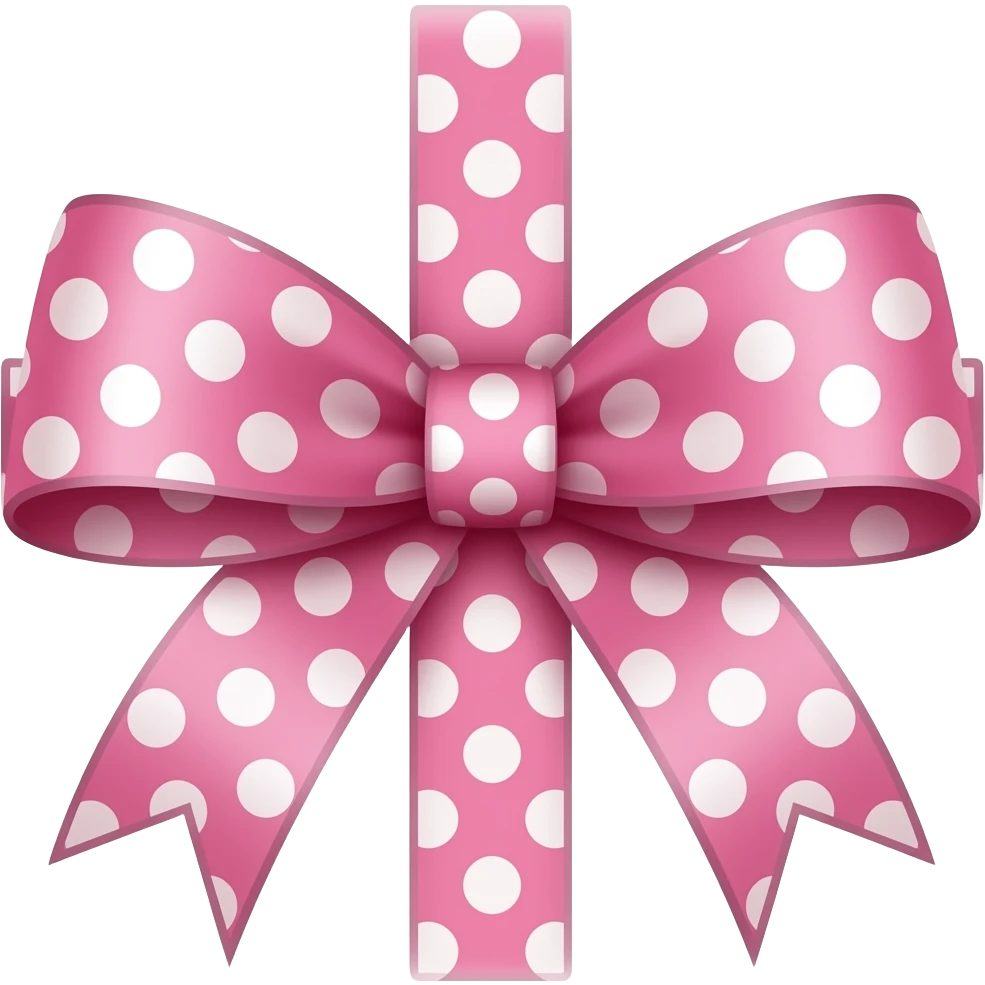 pink bow ribbon with white polka dots emoji