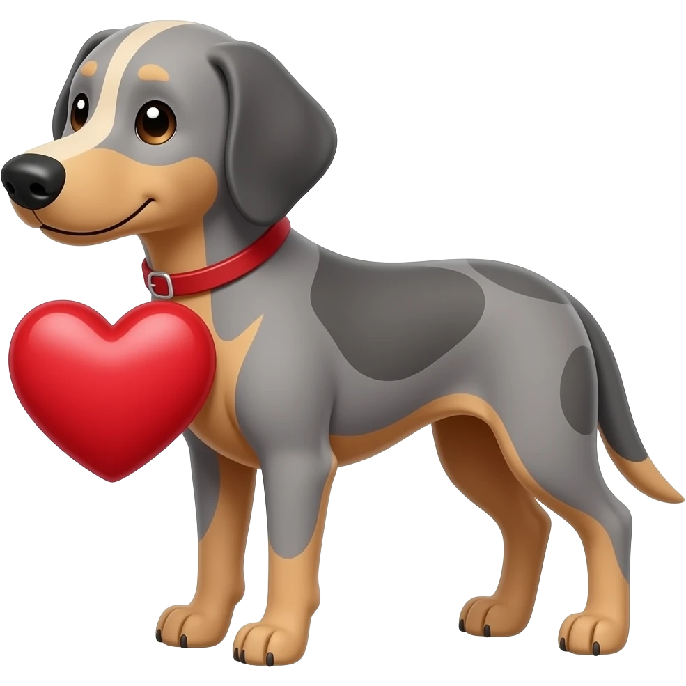 cartoon weimaraner holding a heart emoji