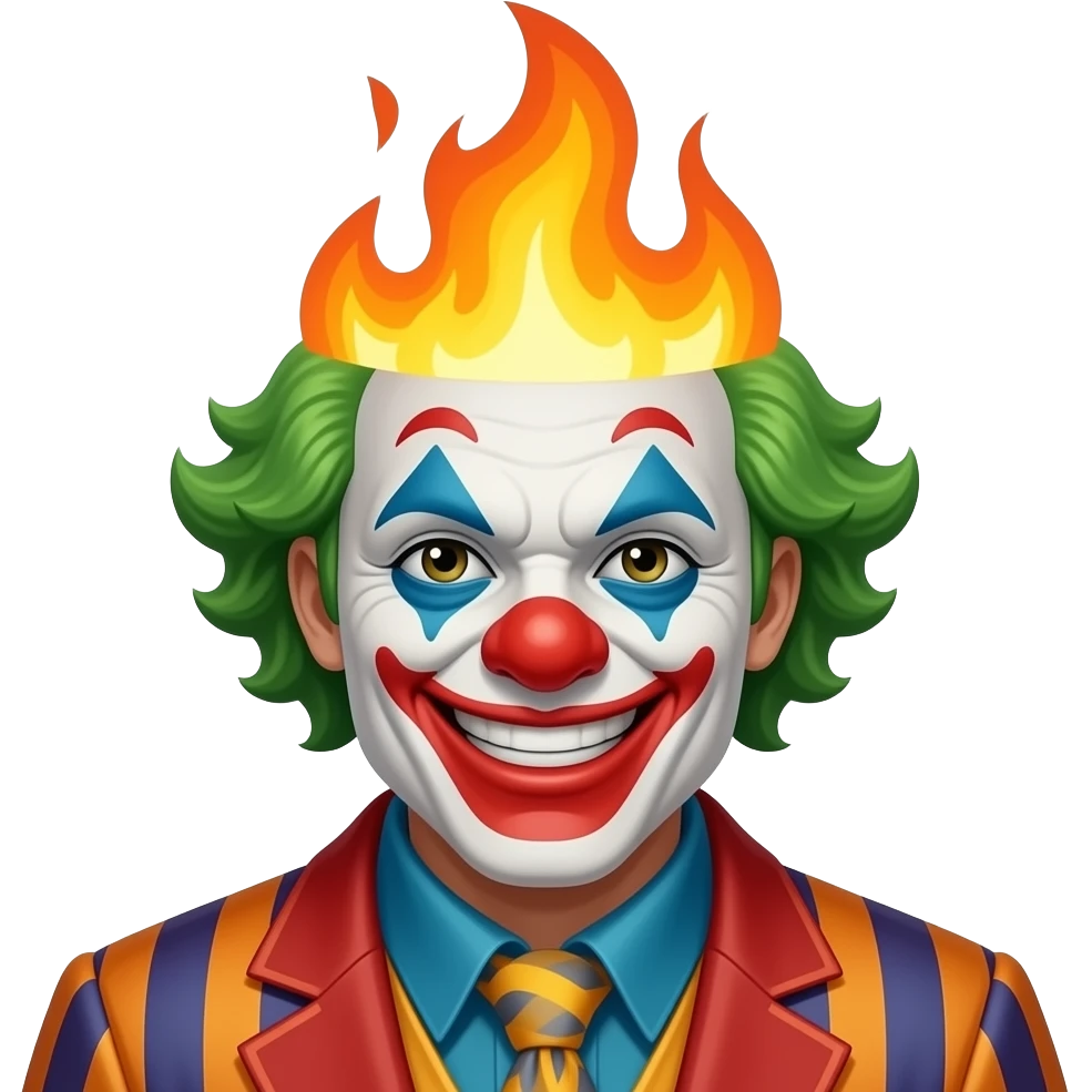 клоун из twisted metal с горящей головой emoji