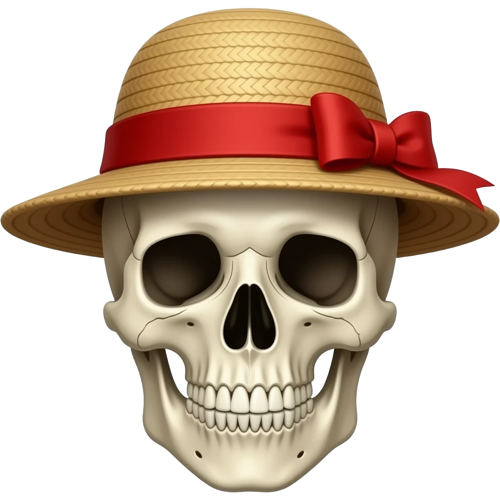 ☠️ plus 👒 give the straw hat a red ribbon emoji