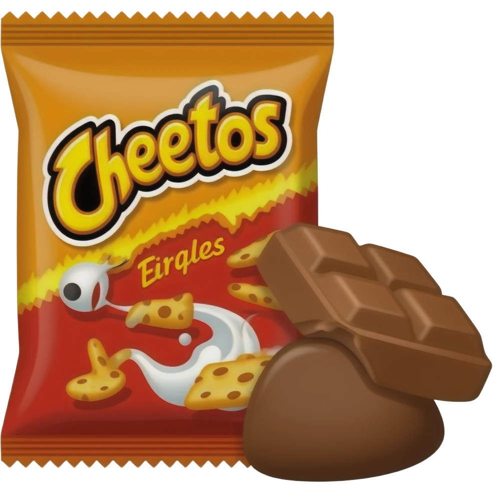 vector flat cheetos, crackers in package, chocolate together emoji