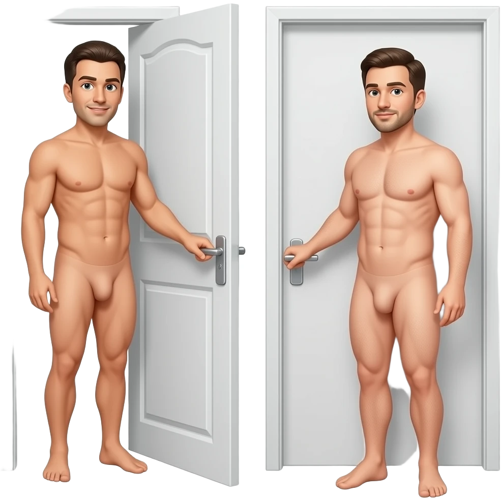 Naked man poop bathroom And someone opened it now. emoji