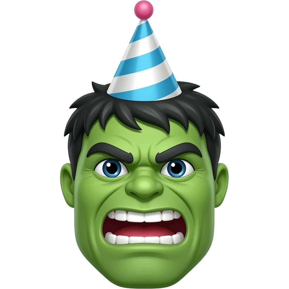 Funny hulk emoji with birthday emoji