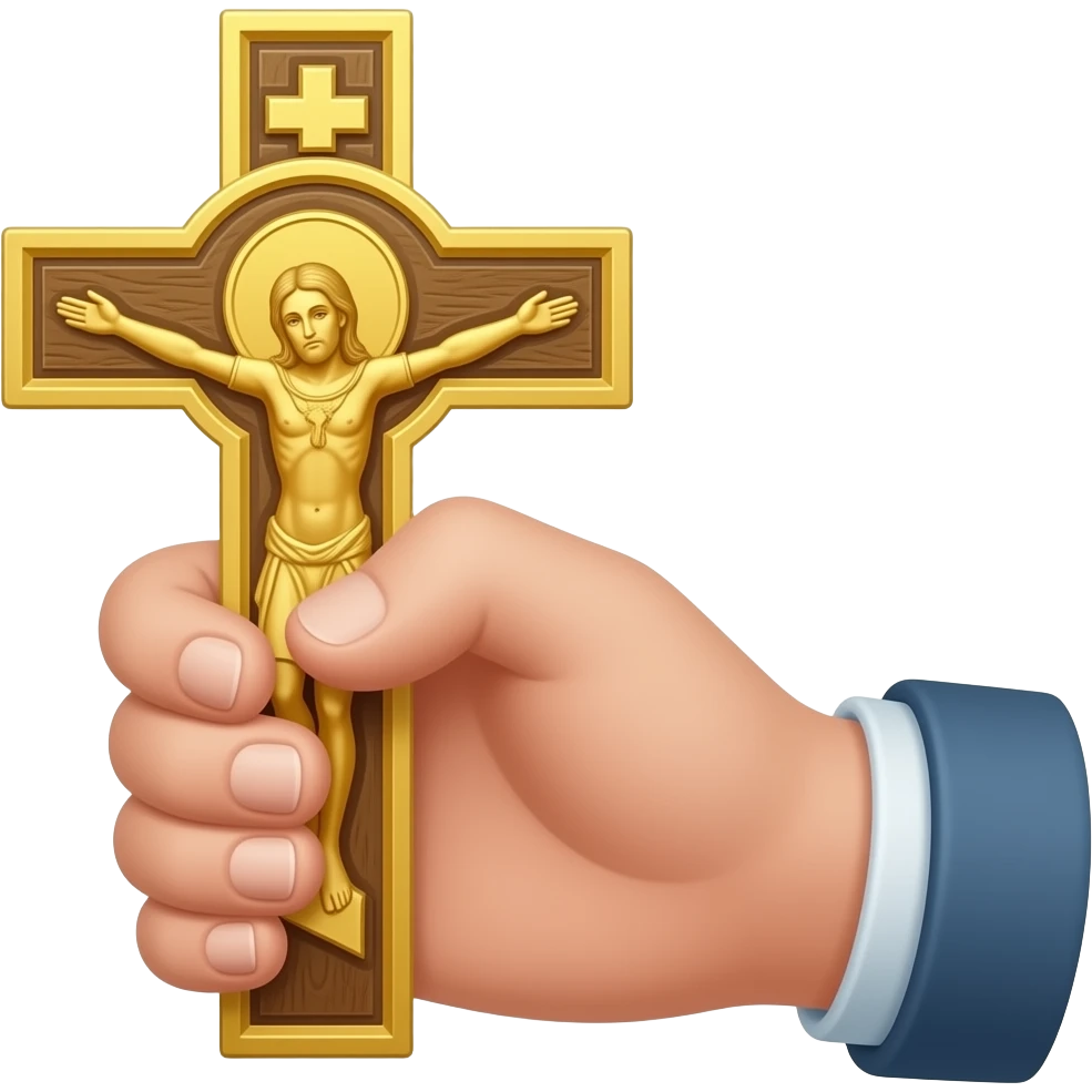Hand holding Greek Orthodox cross emoji