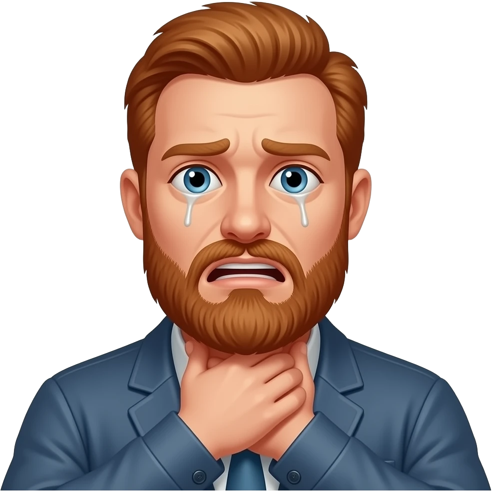 Choke scared man with red beard emoji