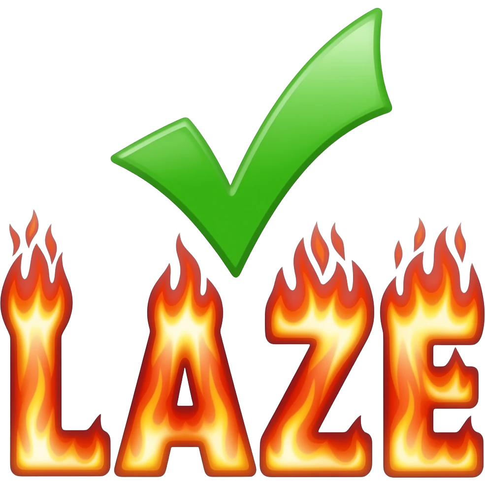 The name Aljaze is spelled out as Fire bolts with a checkmark above it. emoji