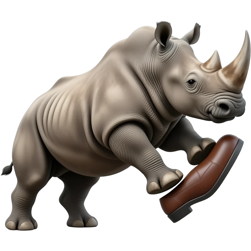 Big boot kicking rhino emoji
