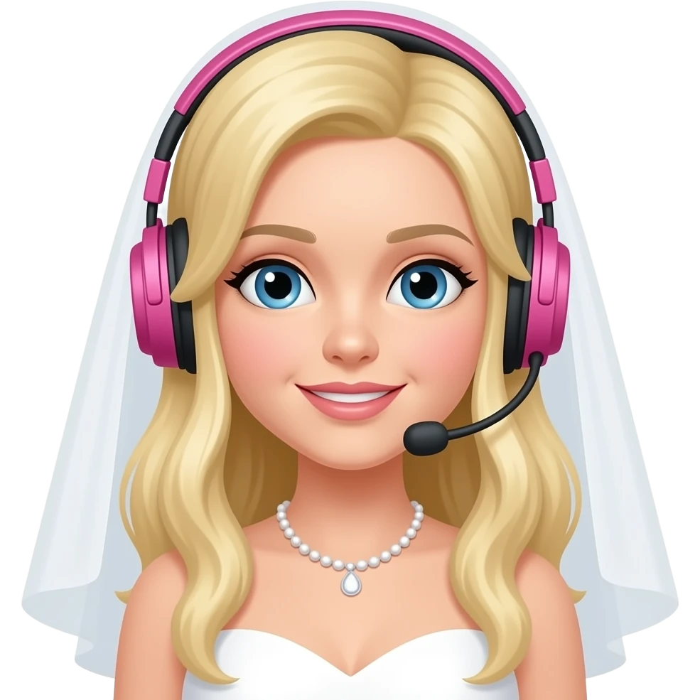 blond bride, pink headset, emoji emoji