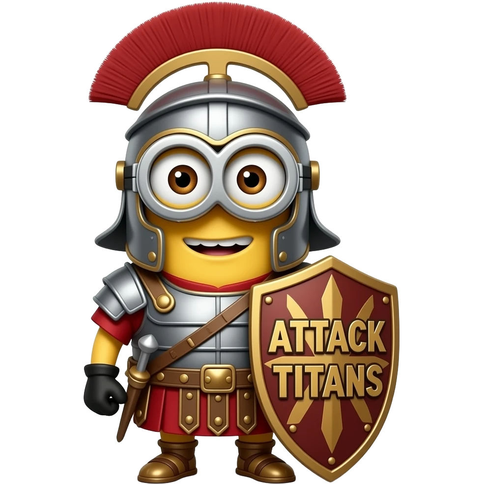 minion in roman armor text ATTACK TITANS emoji