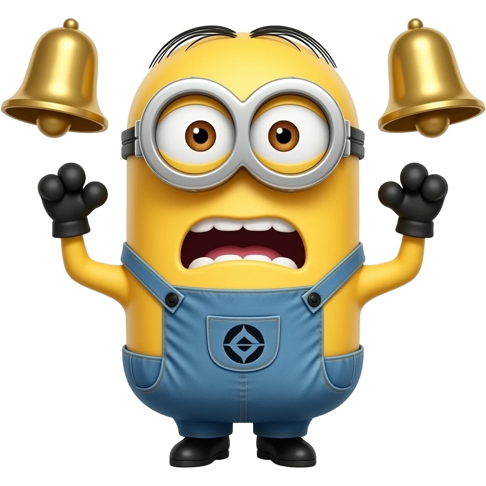 minon in sheer panic and terror and also alarms emoji