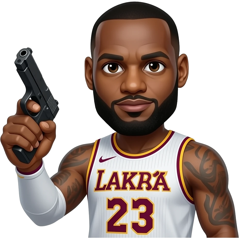 Lebron holding pistol emoji