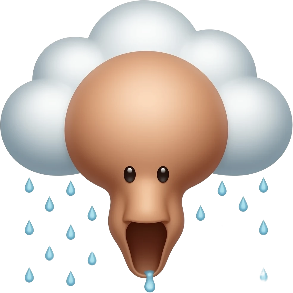 Wet brown fat vagina as a cloud and raining emoji