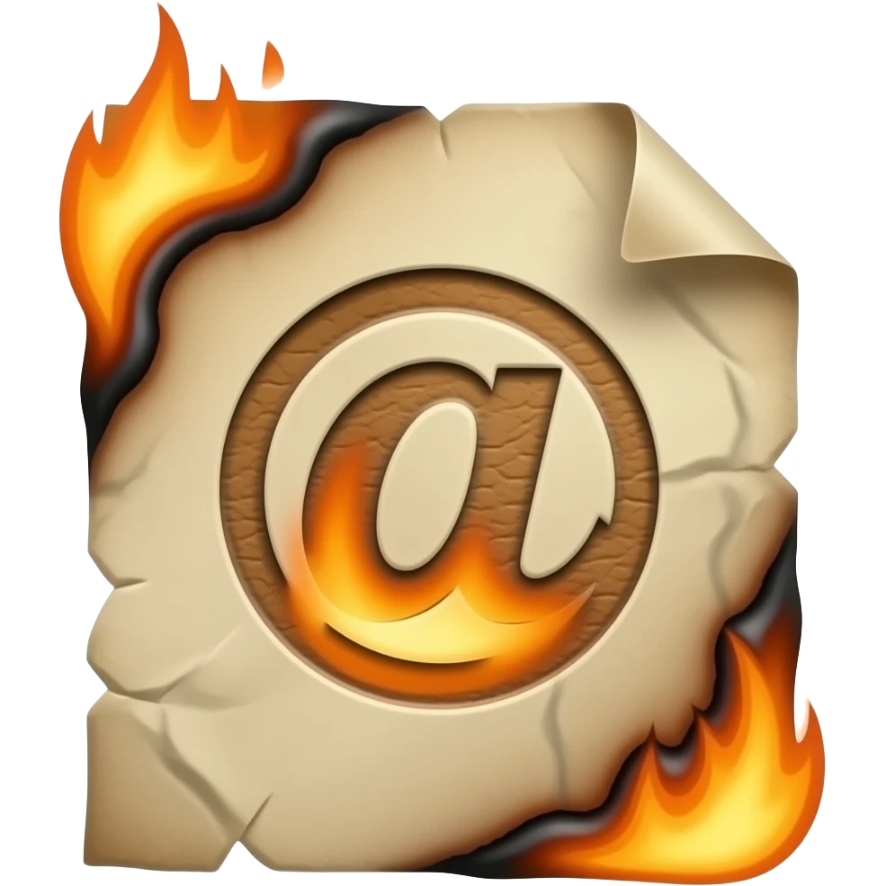 burning "trademark" paper emoji