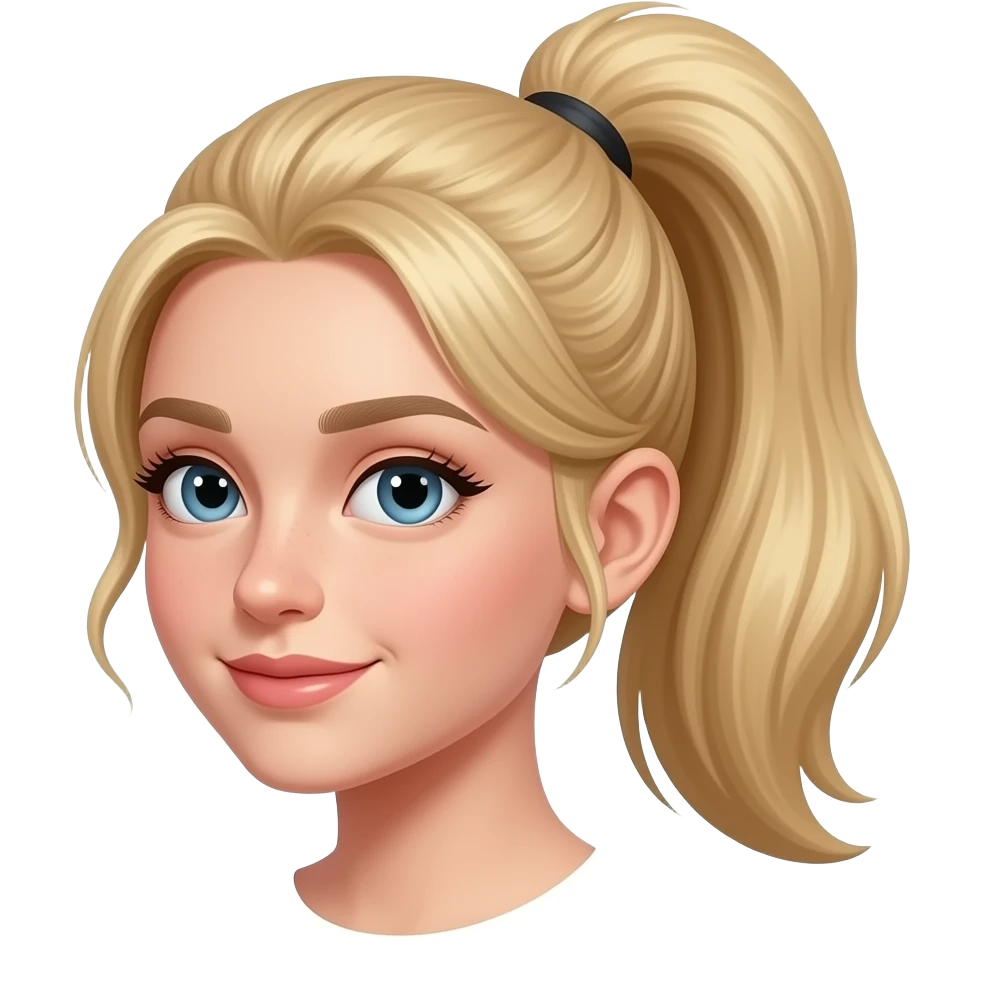 blonde girl with ponytail portrait emoji