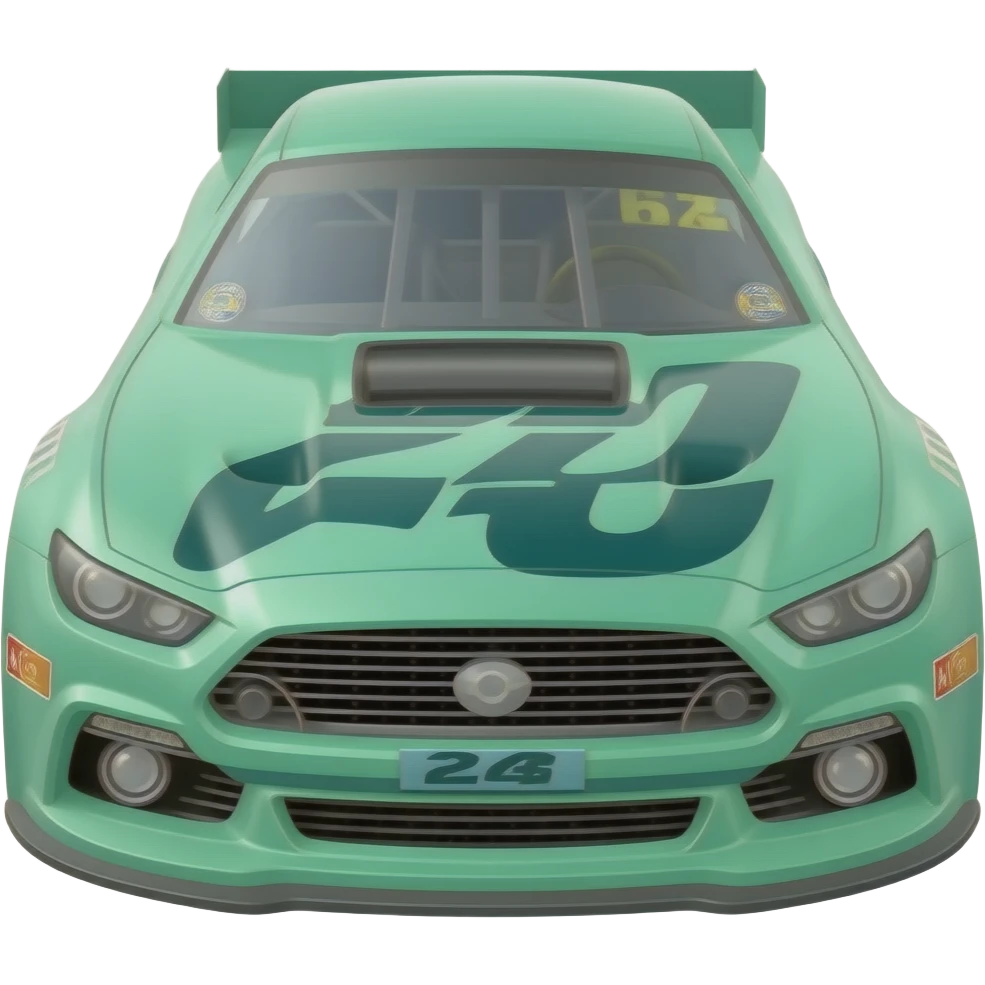 Emoji style mint green race stock car emoji
