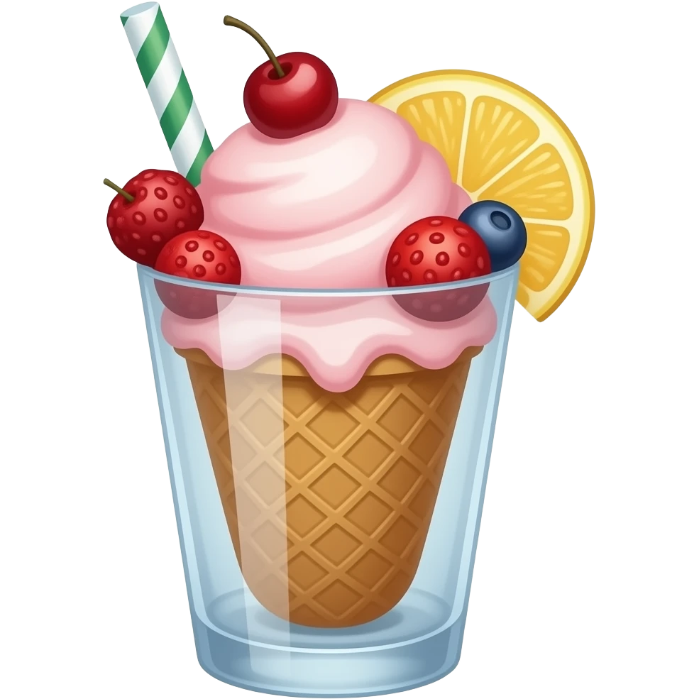 fruit ice cream with fruit in a glass emoji
