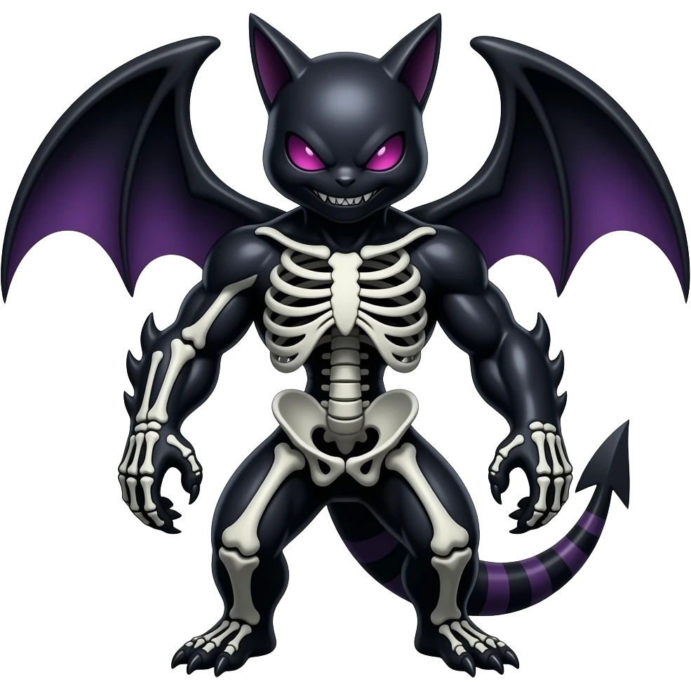 Shiny Badass Edgy Dark Evil Spectral Dusky Spooky Skeletal Cool Hot Stylish Handsome Duskull-Marowak-Darkrai-Fakémon-fusion (full body) emoji