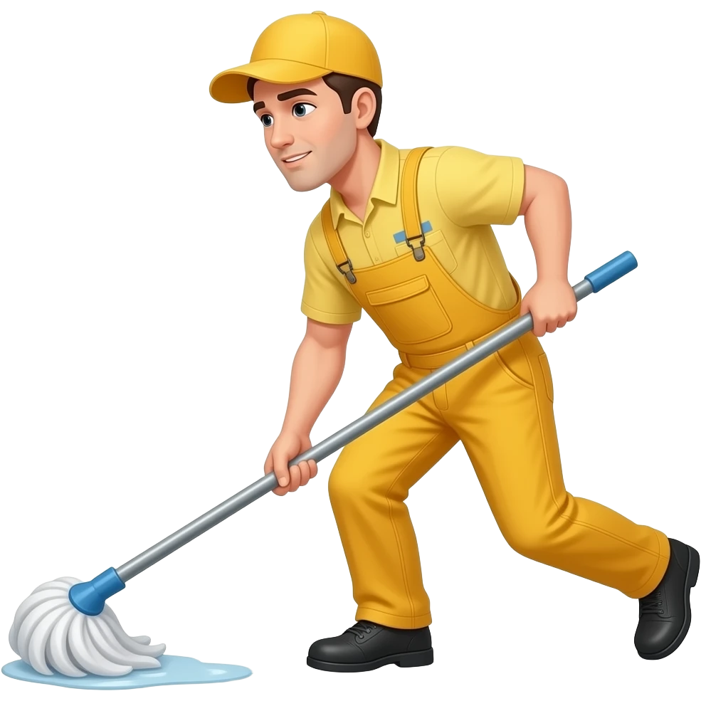 a cleaning man staggering emoji