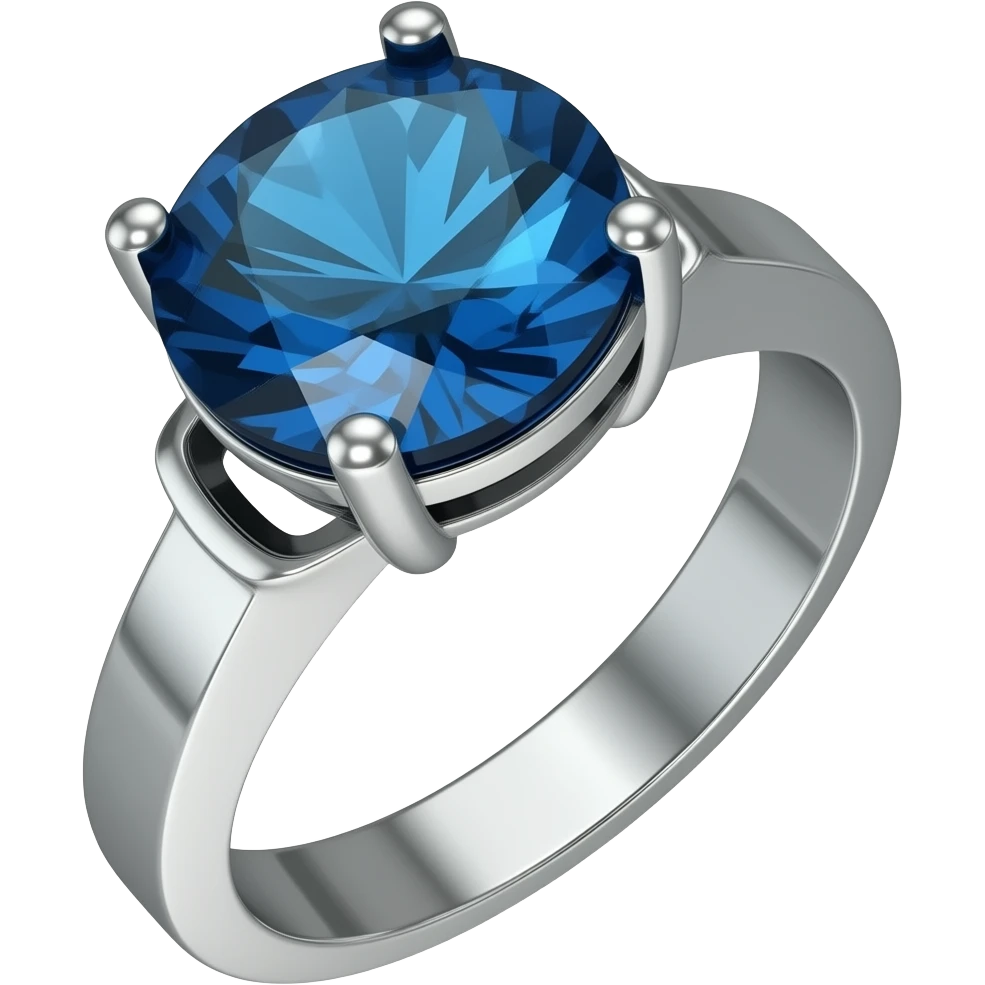 Silver large blue forma diamond ring emoji
