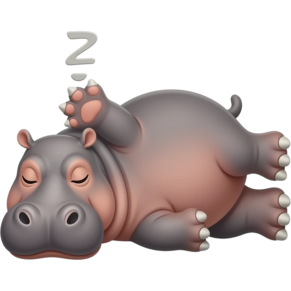 Бегемот спит с поднятым пальцем вверх emoji