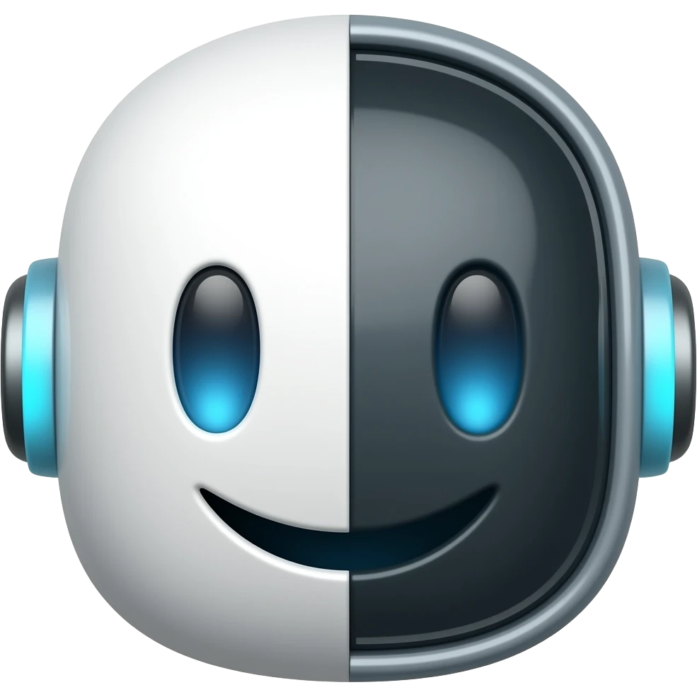 Un robot  🤖 con mitad de emoji normal 🙂 emoji