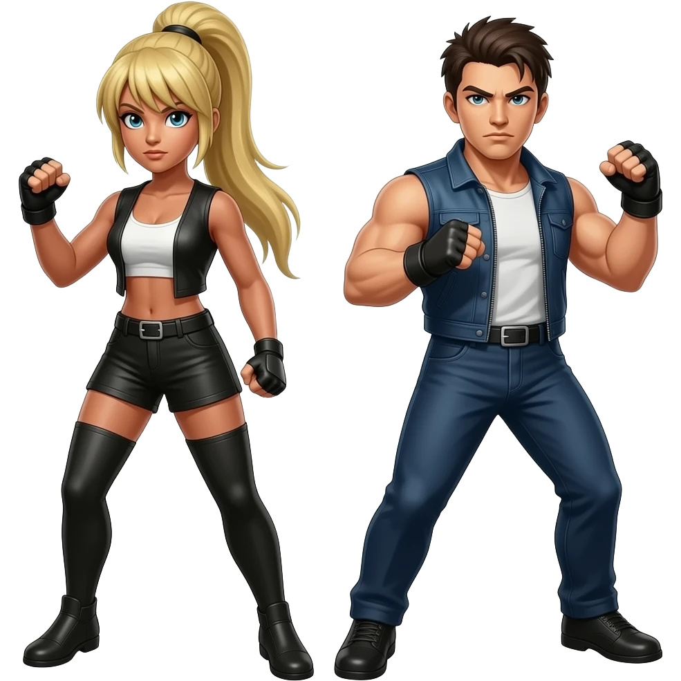 nina williams vs forest law from tekken 3 emoji | AI Emoji Generator