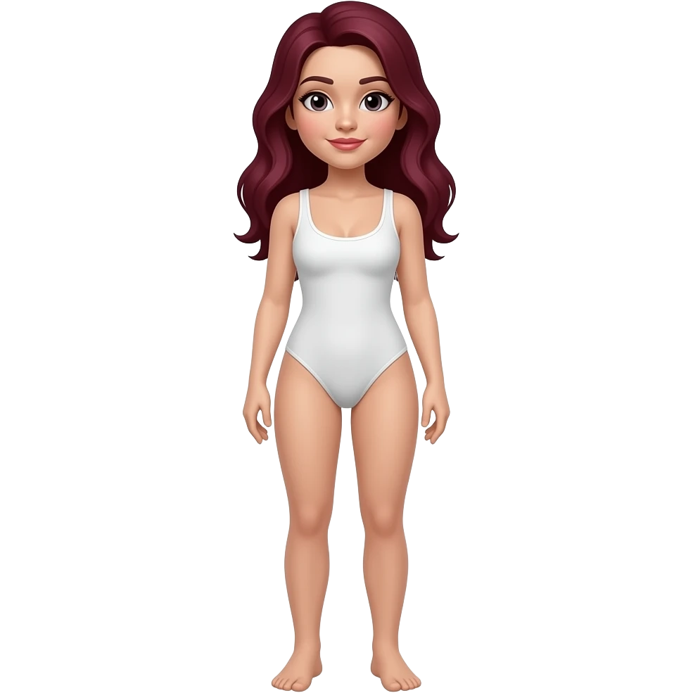 Full body with legs and feet dark red hair women skinneier emoji
