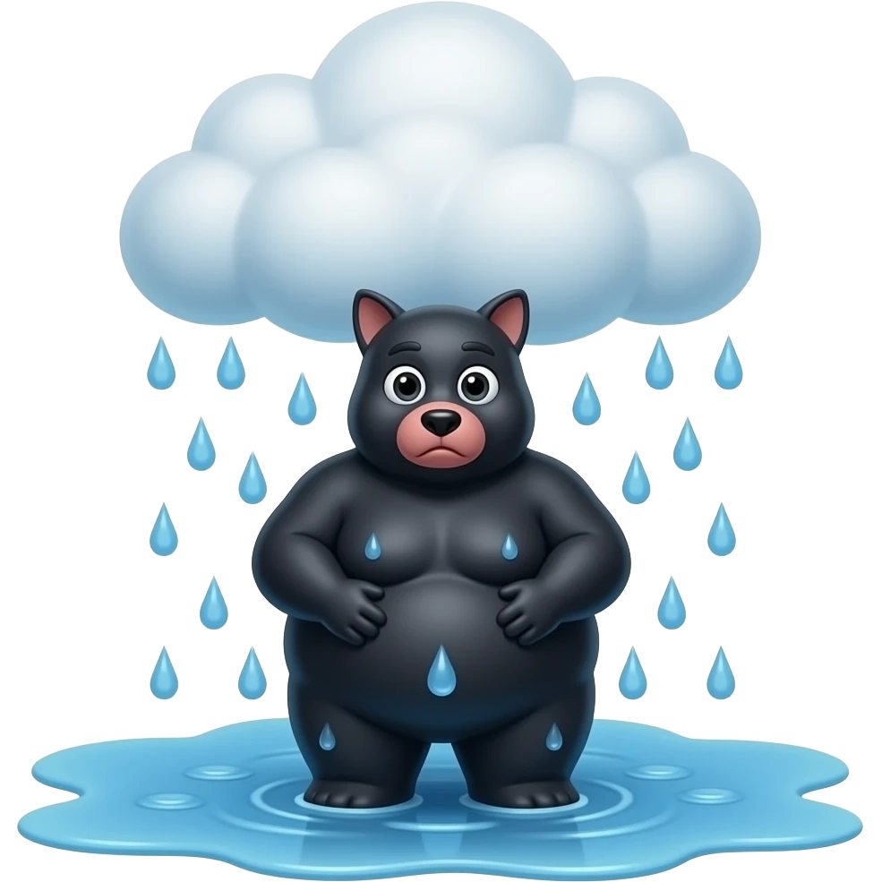 Wet black fat pussy as a cloud and raining emoji