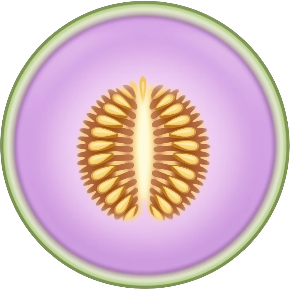 A lavender melon emoji