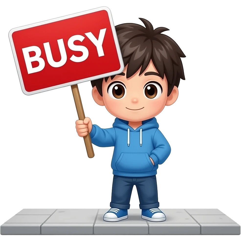 chibi anime boy busy sign emoji | AI Emoji Generator