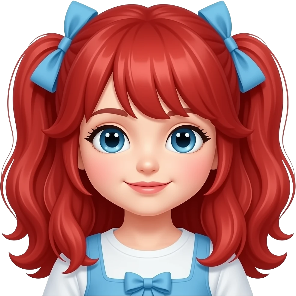 Кукла с красным волосами с синими банбики emoji