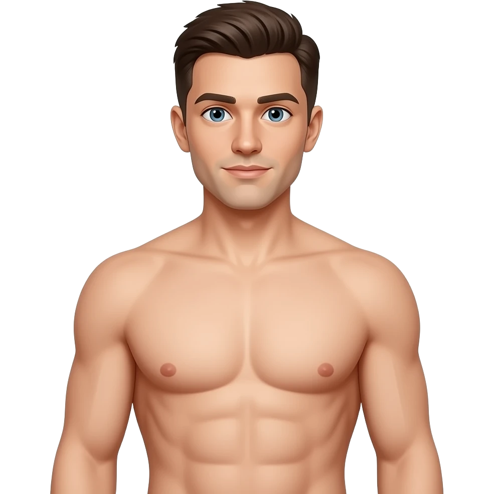 Fully nude man front waist and back waist emoji