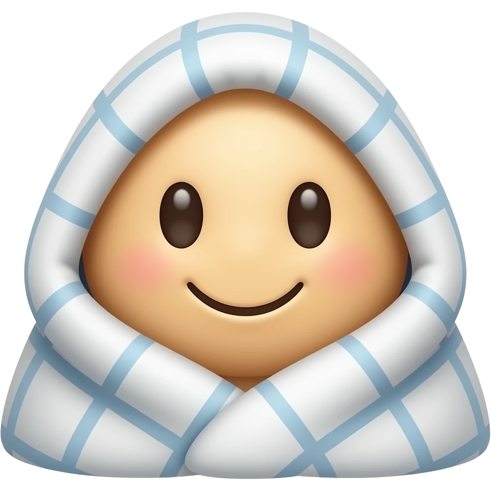 huggable smiling Face with Smiling Eyes emoji in a blanket emoji