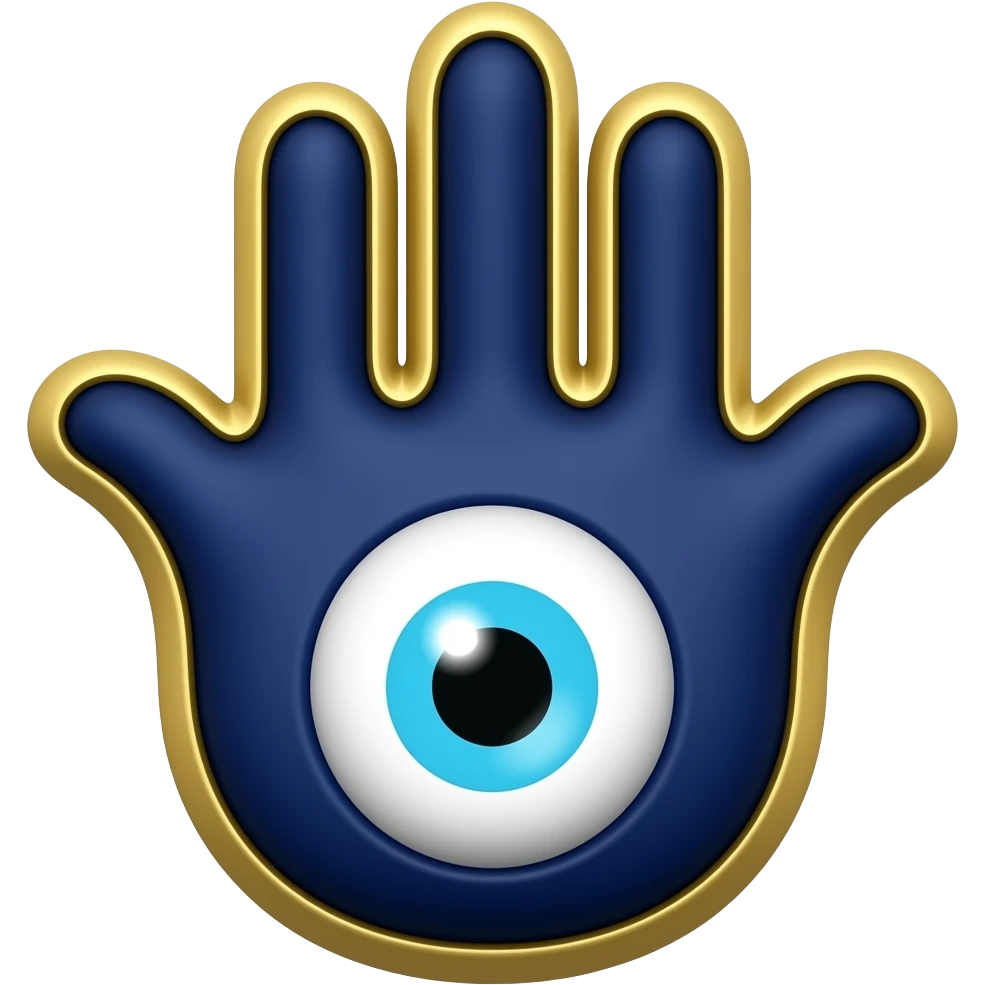The evil eye hamsa dark blue gold edging detailed emoji