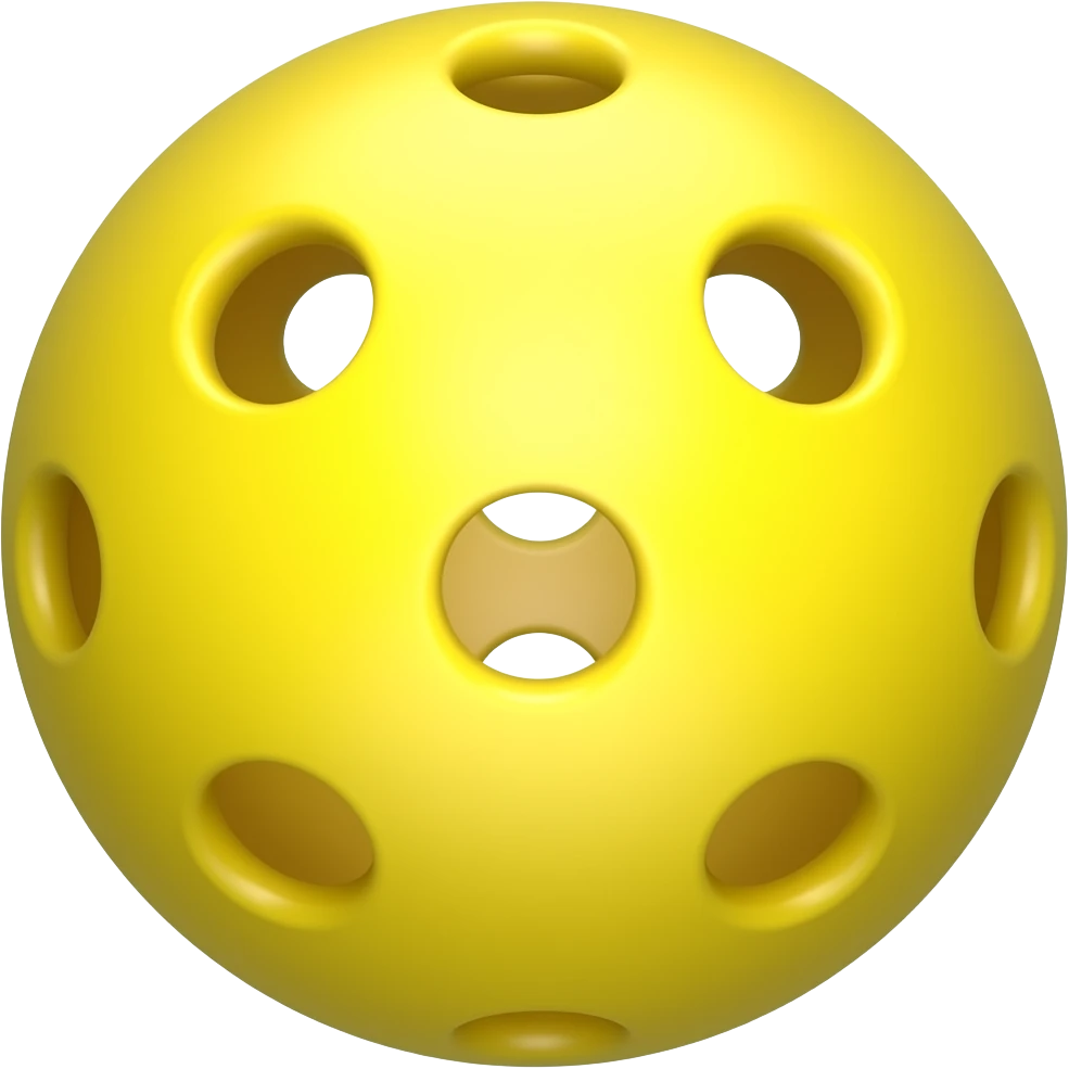 yellow pickleball with many holes, directly lighted with spot light from the camera and rotated to perfectly center its hole and light into the camera so it is not wobble when rotated around that hole emoji