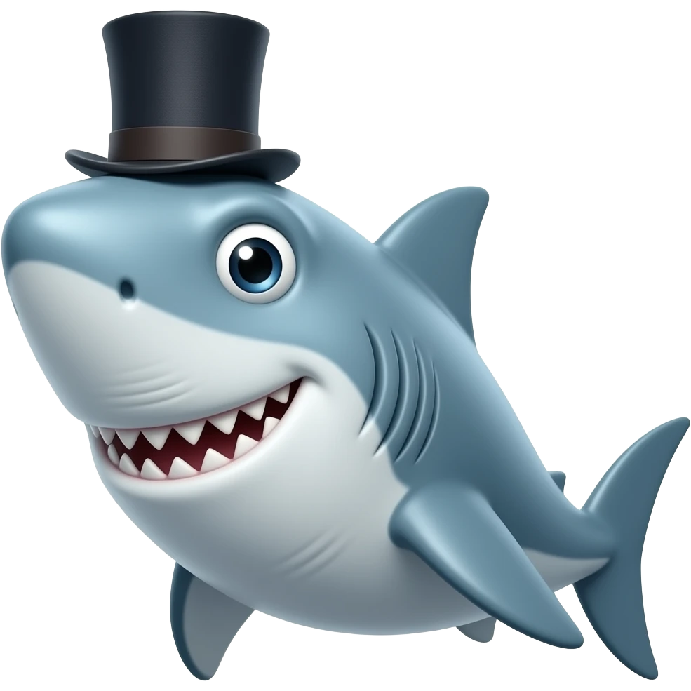 Shark with a top hat emoji