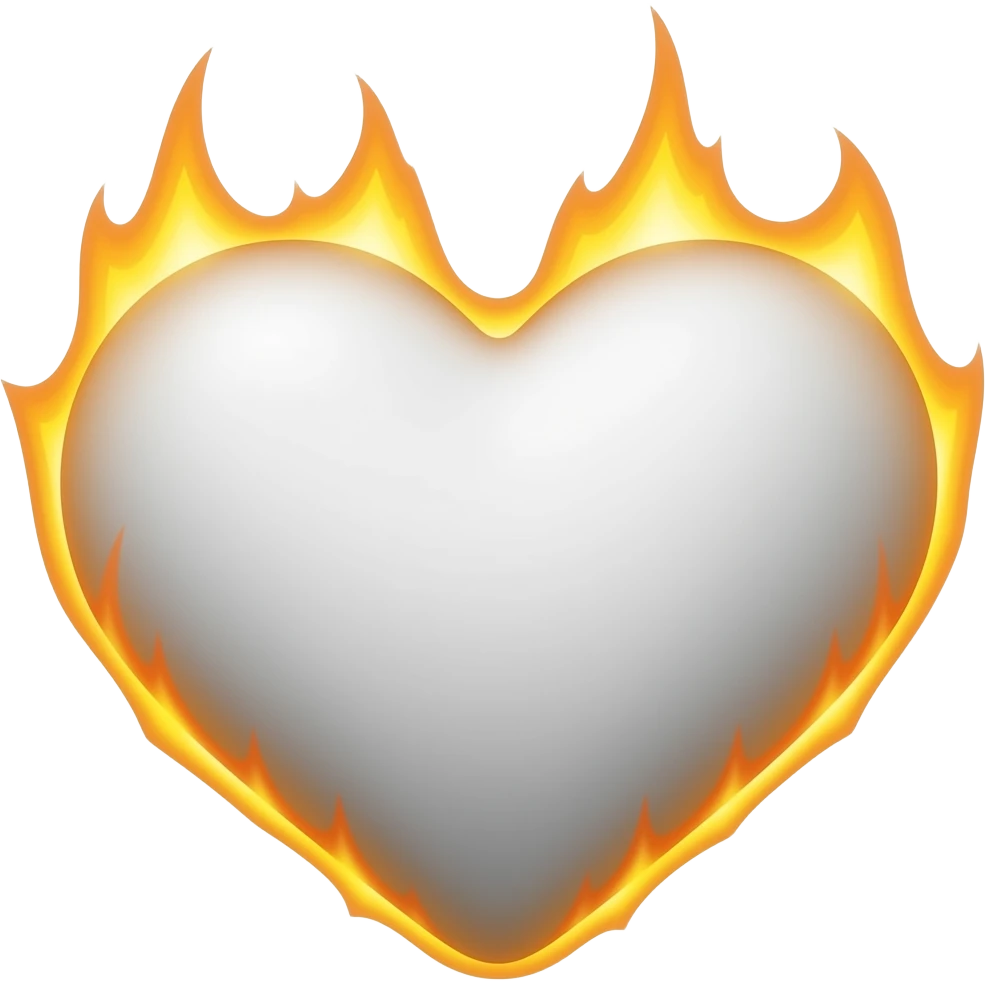 White heart with fire emoji