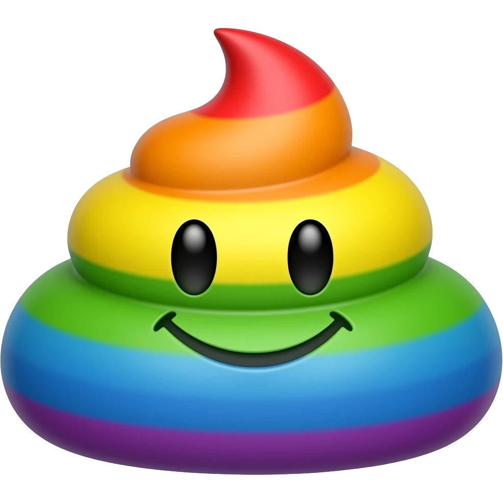 Rainbow turd smiling emoji
