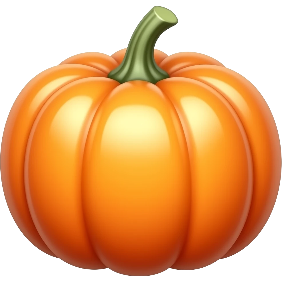 Create high-quality glossy emojis with a vibrant modern style.Make the emojis look premium, shiny, and eye-catching with bright highlights, smooth gradients, soft reflections, and glowing details. Pumpkin emoji emoji