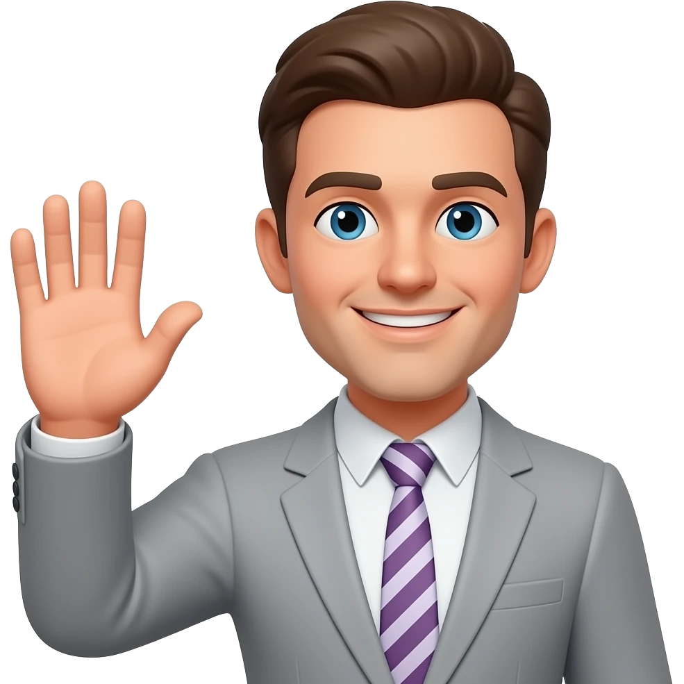 meżczyzna machający reką emoji