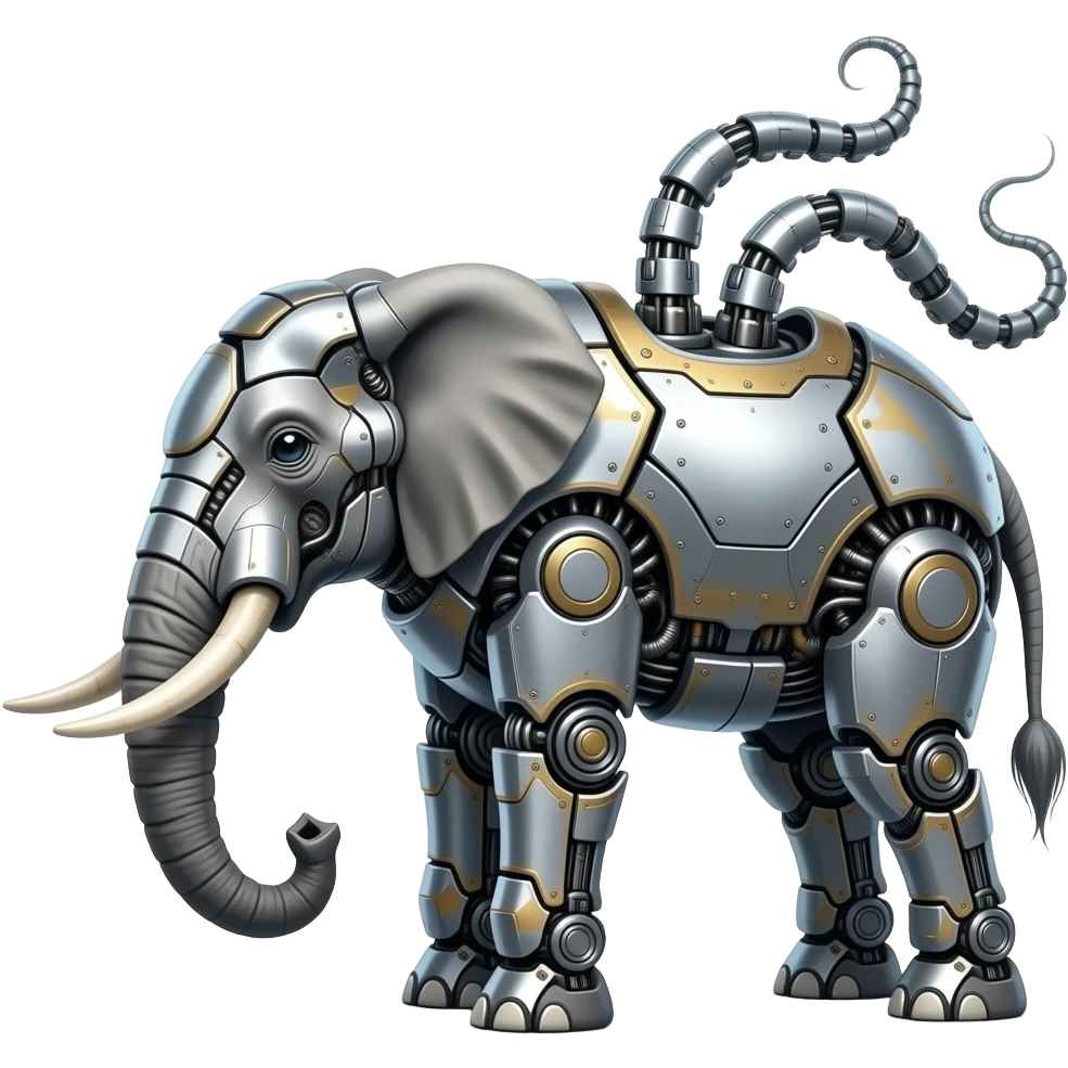 Elephant mech with robot tentacles on its back emoji