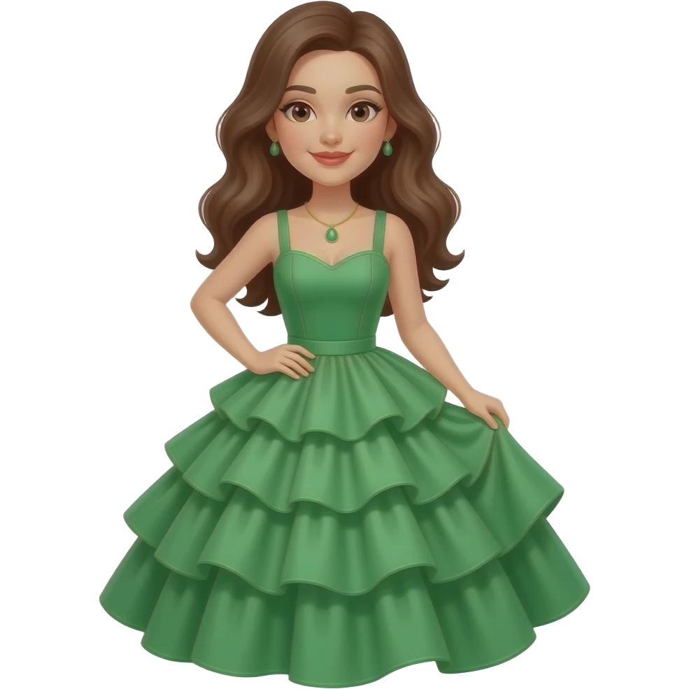 proper lady in a green ruffled skirt emoji