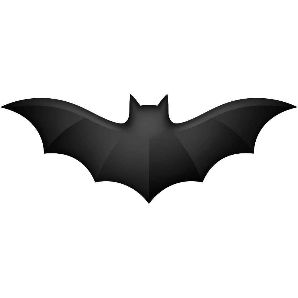 A bat silhouette, solid black emoji