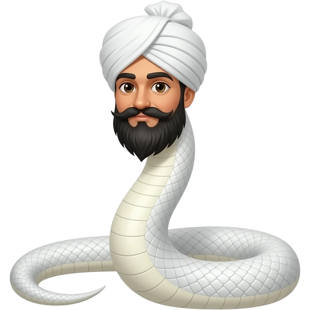 White snake animal only with black beard and pagri sehra on head dulha emoji