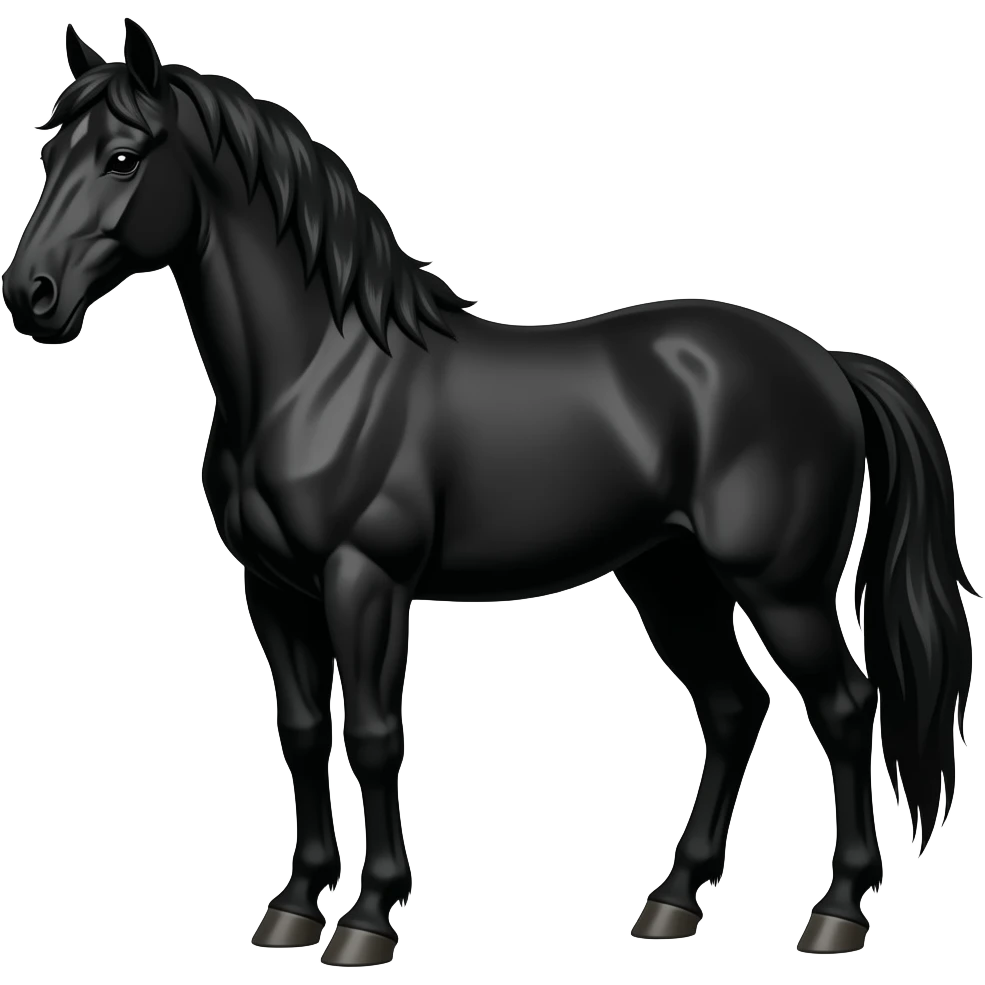 Black aggressive horse emoji