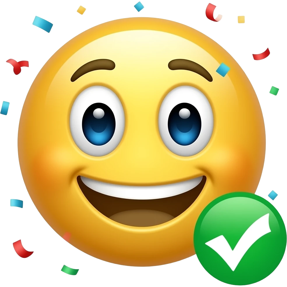 완료되었다는 의미의 재미있는 이모지를 만들어줘 emoji