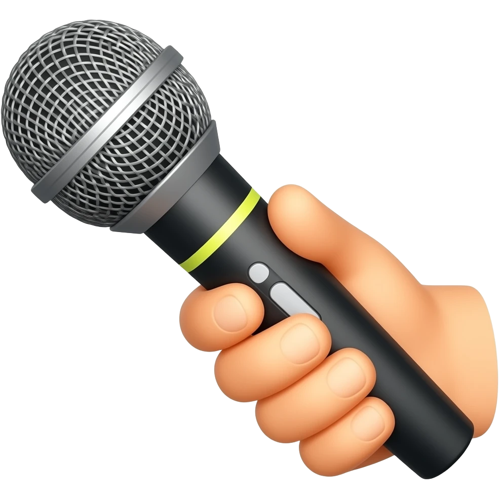 A hand-held wireless mic emoji