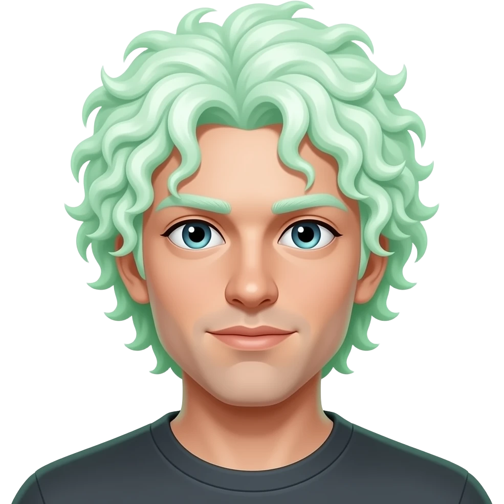 White guy with curly extremely bleached hair that looks radioactive emoji