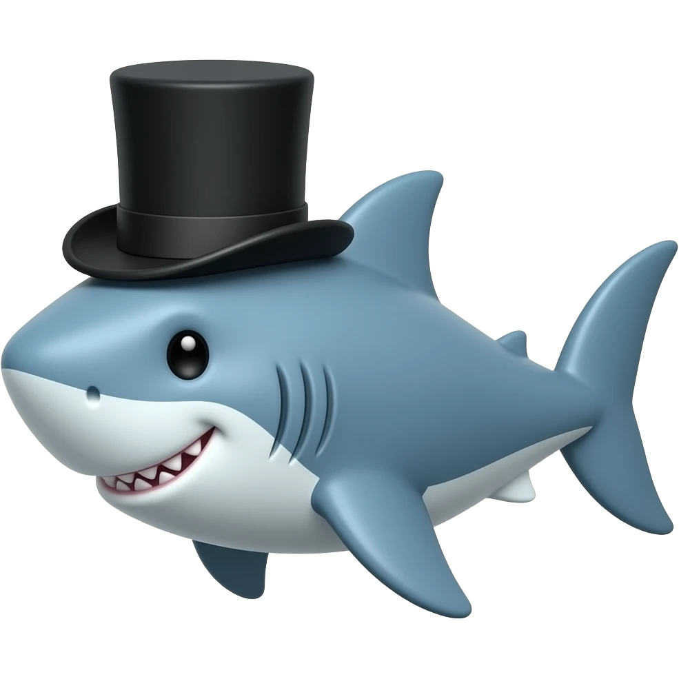 Shark with a top hat emoji
